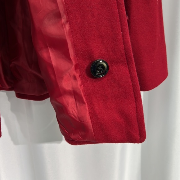 Anne Klein Single Breasted Red Wool Coat with Scarf - size Small - Picture 13 of 16